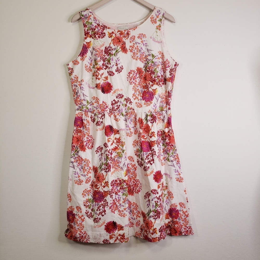 Garnet Hill Cotton Floral A Line Dress 12